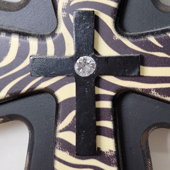 Multi Layered Wooden Cross B&W 12" Open Roads Brand - Picture 2 of 7